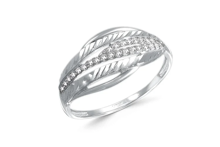 Кольцо из белого золота с 26 фианитами