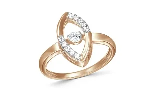 Кольцо из красного золота с 11 фианитами