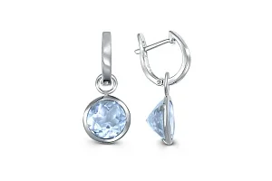 Серьги-трансформеры из белого золота с 2 топазами sky