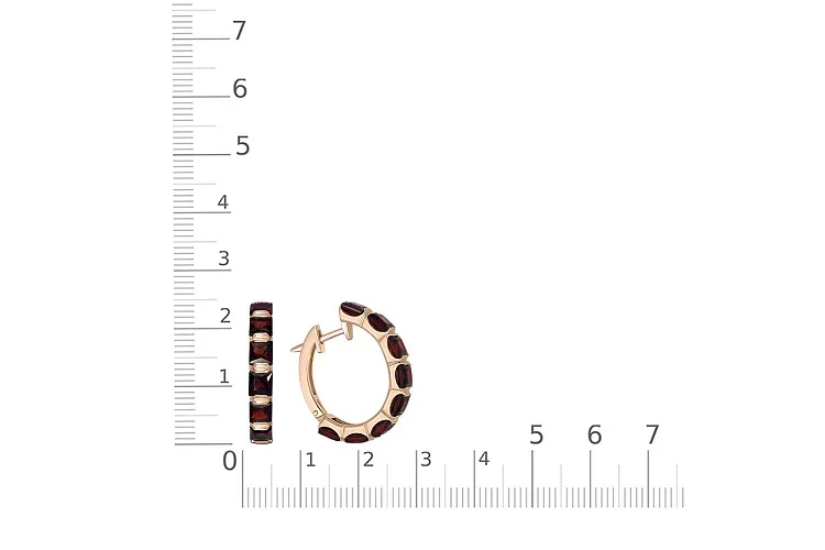 Серьги из красного золота с 16 гранатами