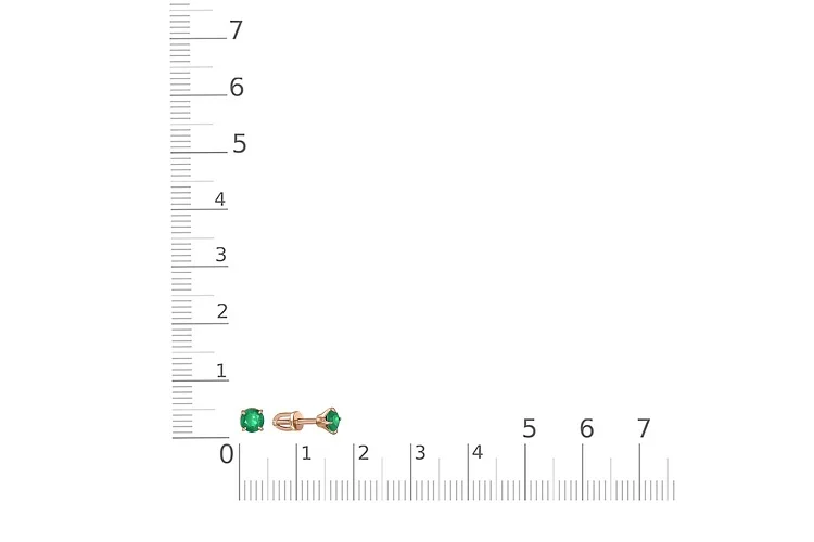 Серьги-пусеты из красного золота с 2 изумрудами