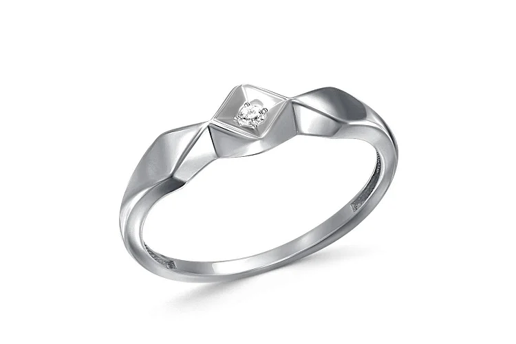 Кольцо из белого золота с фианитом