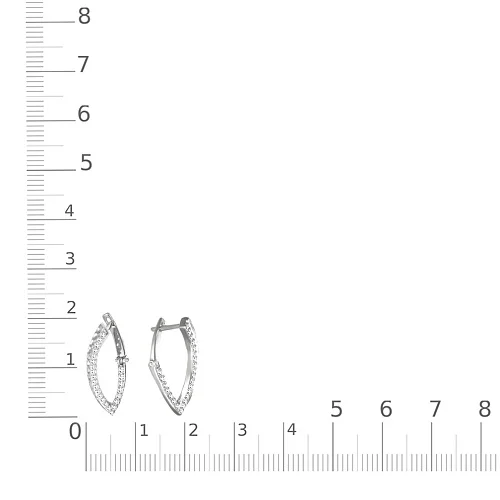 Серьги из белого золота с 48 фианитами