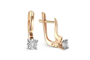 Серьги из красного золота с 2 бриллиантами