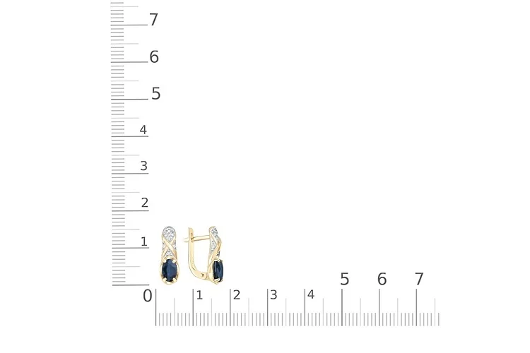 Серьги из жёлтого золота с 2 сапфирами и 14 бриллиантами