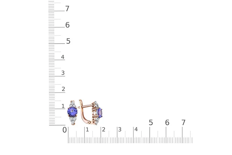 Серьги из красного золота с 2 танзанитами и 12 бриллиантами