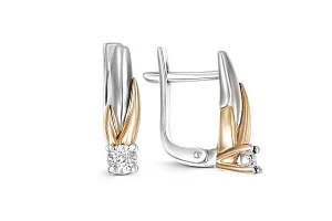 Серьги из белого золота с 2 бриллиантами