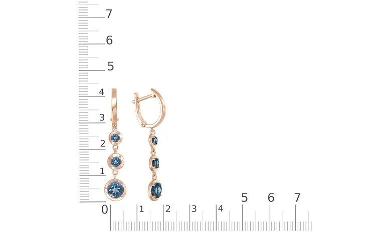 Серьги из красного золота с 6 топазами лондон