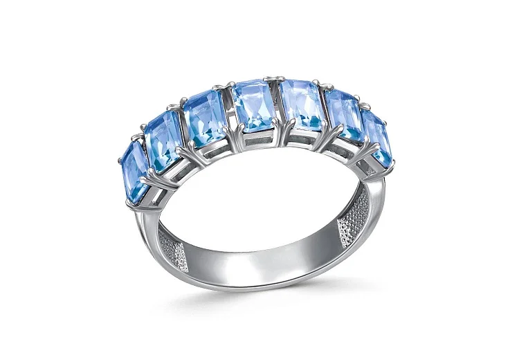 Кольцо Дорожка из белого золота с 7 топазами swiss