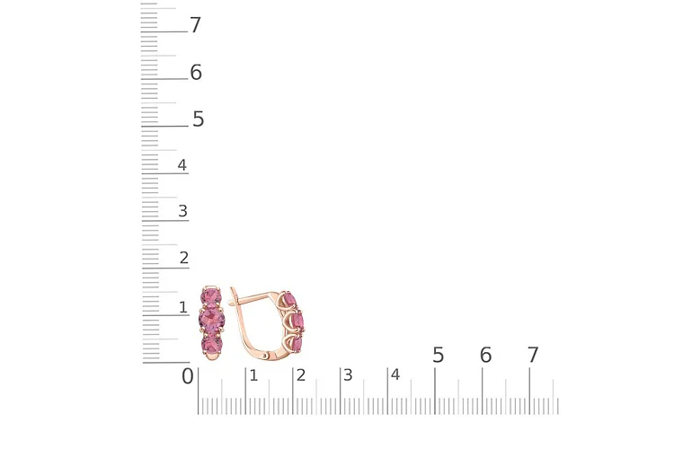 Серьги из красного золота с 6 турмалинами