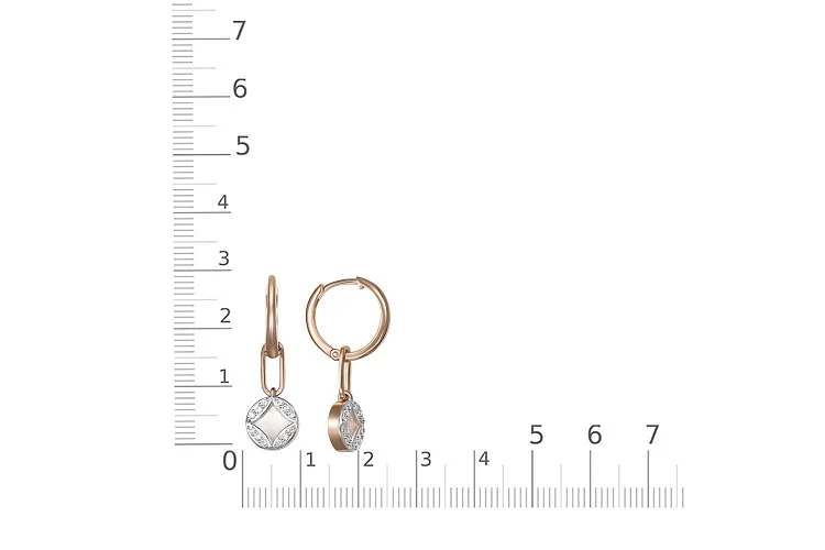 Серьги из красного золота с перламутром и 24 фианитами