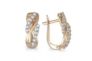 Серьги из жёлтого золота с 26 фианитами