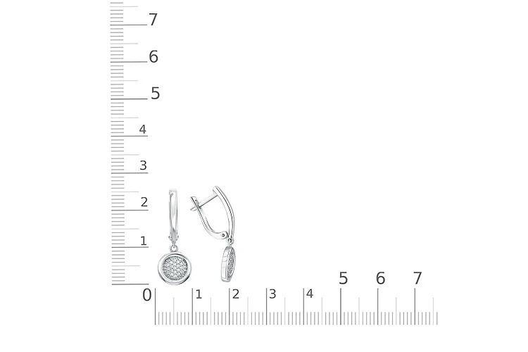Серьги из белого золота с 38 фианитами