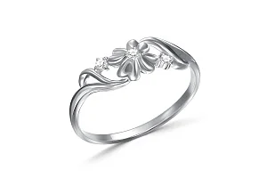 Кольцо Цветок из белого золота с 3 фианитами