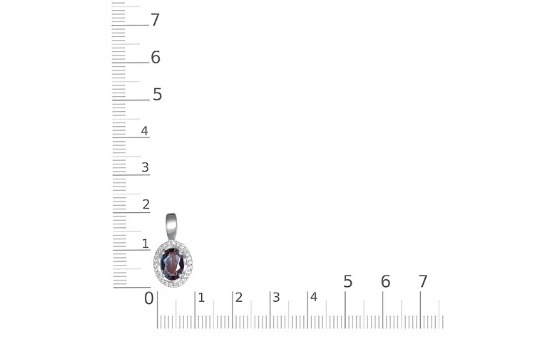 Подвеска из белого золота с александритом и 26 фианитами