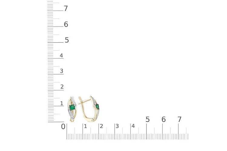 Серьги из жёлтого золота с 2 изумрудами и 16 бриллиантами