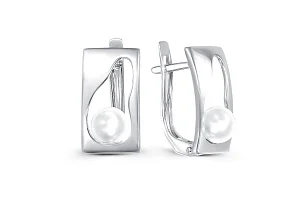 Серьги из белого золота с 2 жемчужинами