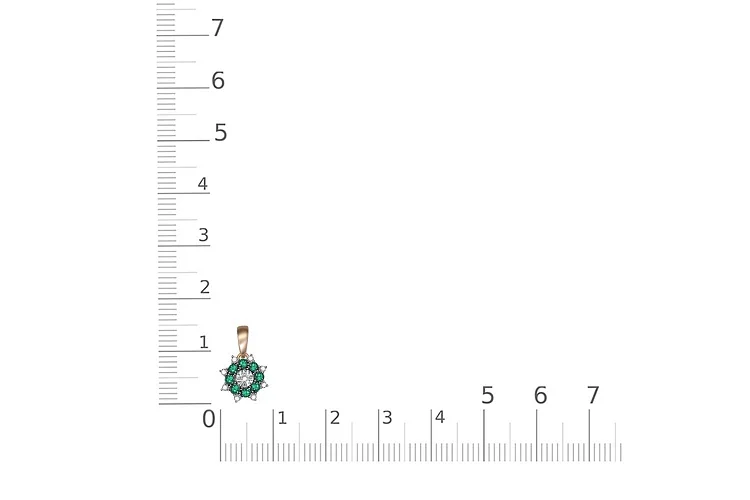Подвеска Цветок из красного золота с 8 изумрудами и 9 бриллиантами