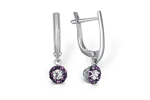 Серьги из белого золота с 22 фианитами