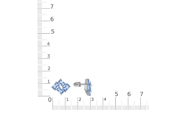 Серьги-пусеты из белого золота с 8 топазами swiss