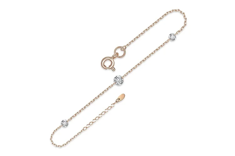 Браслет из красного золота с 3 бриллиантами