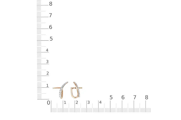 Серьги-пусеты из красного золота с 18 бриллиантами