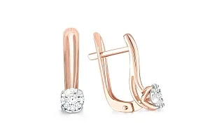 Серьги Малинки из красного золота с 18 бриллиантами