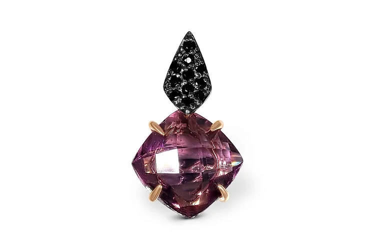 Подвеска из красного золота с ситаллом и 14 фианитами