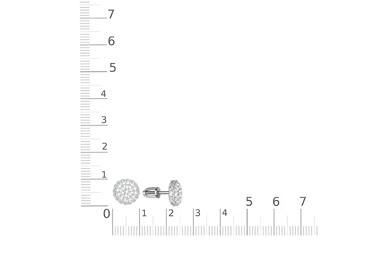 Серьги-пусеты из белого золота с 70 фианитами