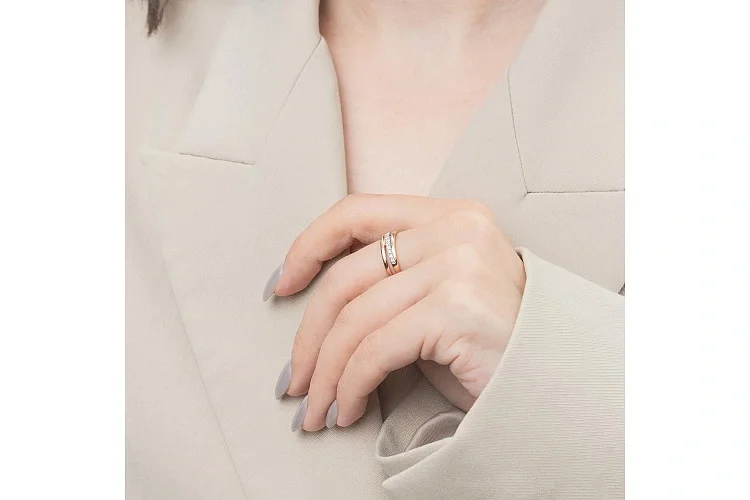 Кольцо Дорожка из красного золота с 12 фианитами