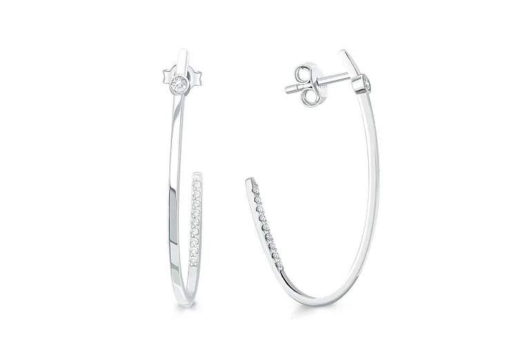 Серьги-пусеты из белого золота с 20 бриллиантами