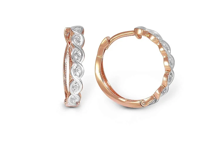 Серьги Дорожки из красного золота с 12 фианитами