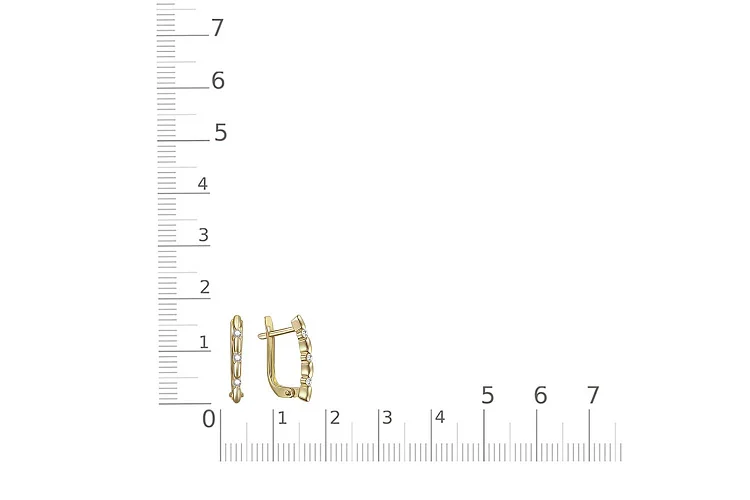 Серьги из жёлтого золота с 6 фианитами