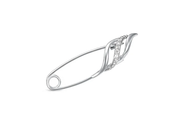 Булавка из белого золота с 6 фианитами