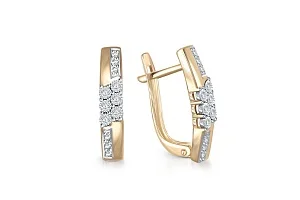 Серьги Дорожки из жёлтого золота с 24 бриллиантами