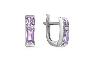 Серьги из белого золота с 4 аметистами