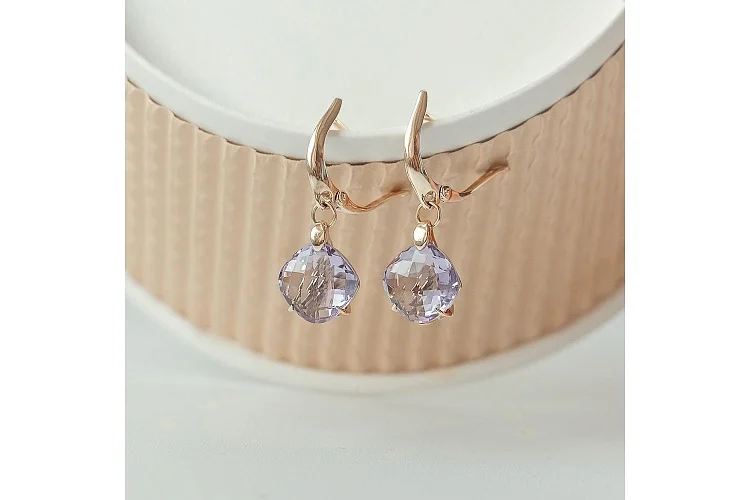 Серьги из жёлтого золота с 2 аметистами