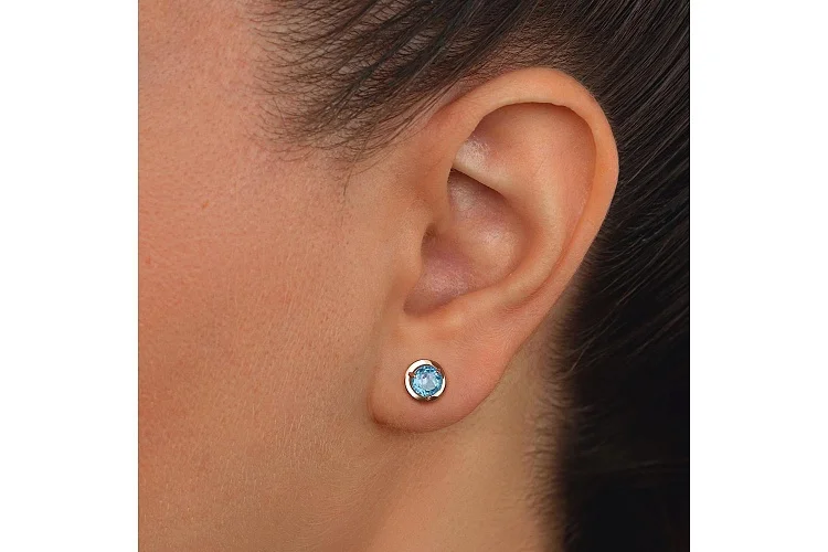 Серьги-пусеты из красного золота с 2 топазами swiss