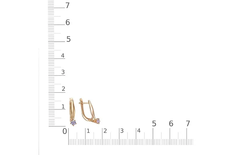 Серьги из красного золота с 2 танзанитами