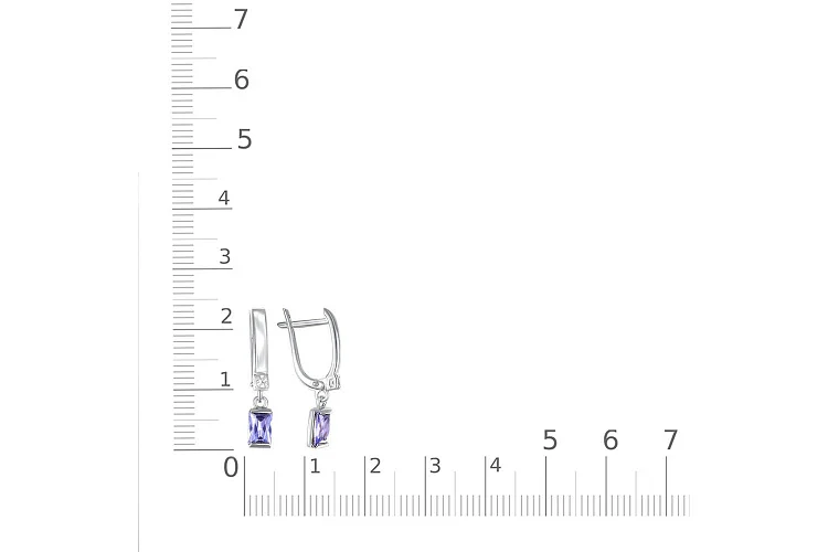 Серьги из белого золота с 4 фианитами