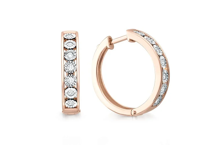 Серьги Дорожки из красного золота с 14 бриллиантами