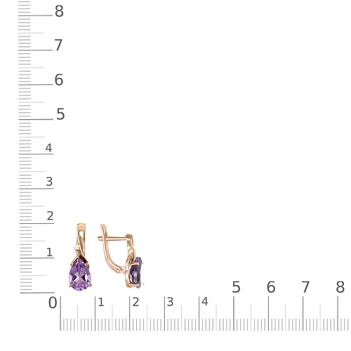 Серьги из красного золота с 2 аметистами