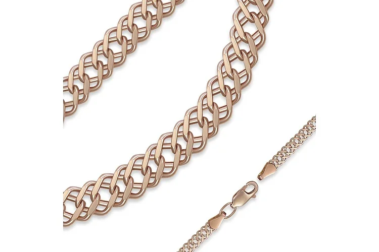 Цепь плетение двойной ромб ⌀ нити 1,0 мм  из красного золота