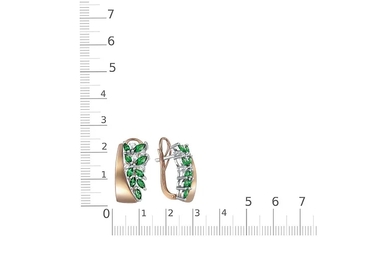 Серьги из красного золота с 28 фианитами