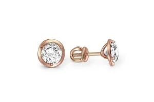 Серьги-пусеты из красного золота с 2 фианитами