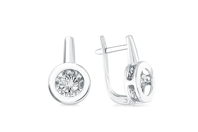 Серьги из белого золота с 2 бриллиантами