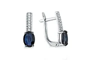 Серьги из белого золота с 2 сапфирами и 14 бриллиантами