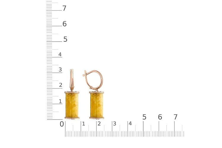Серьги из красного золота с янтарём