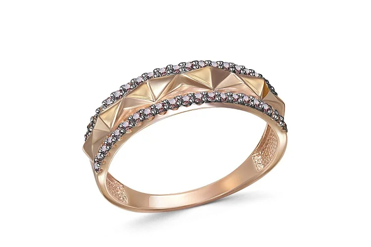 Кольцо из красного золота с 42 фианитами