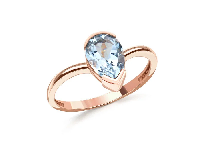Кольцо из красного золота с топазом sky